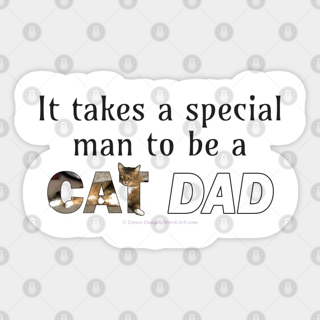 It takes a special man to be a cat dad - long hair tabby oil painting word art Sticker by DawnDesignsWordArt